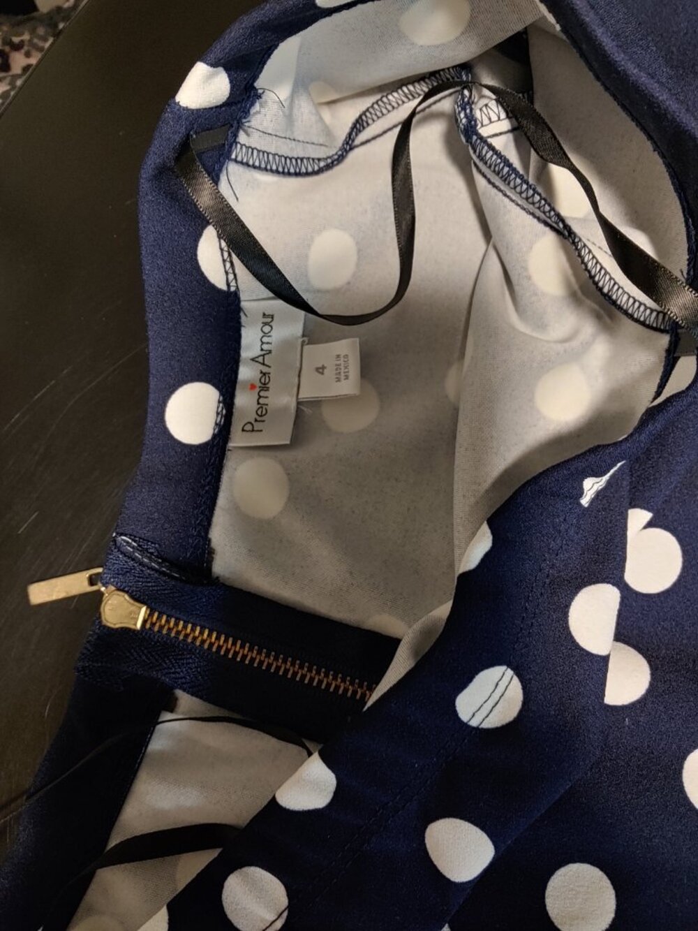 Premier Amour Navy Polka Dot Dress Size 4 – New Without Tags - Picture 5 of 8
